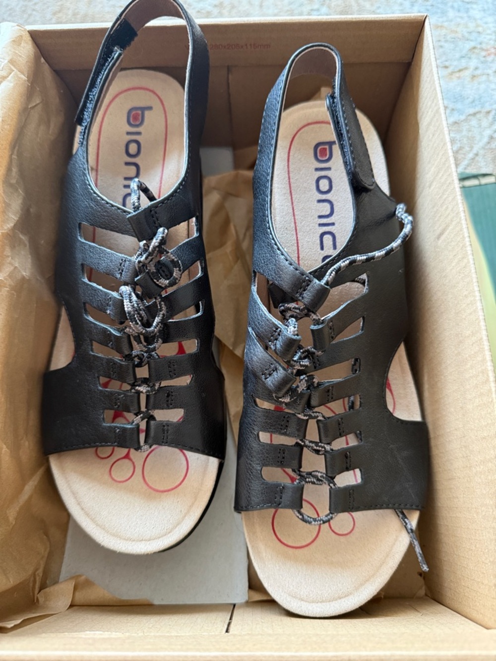 Bionica Black Slingback Lace-Front Comfort Sandals